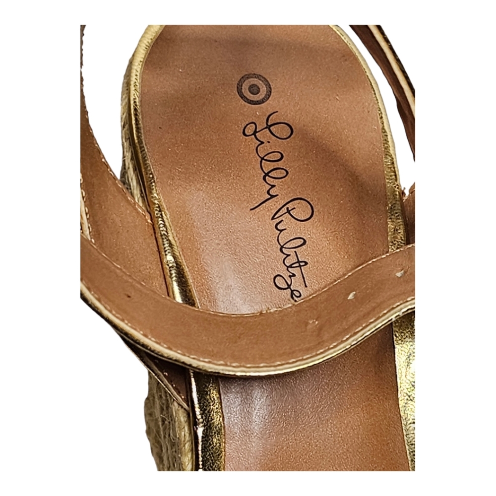 Lilly Pulitzer Gold Wedge Heel Shoes 6M - Picture 10 of 11